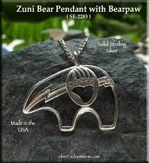 In most native cultures, bear is considered a medicine being with impressive magical powers, and plays a major role in many religious ceremonies. Sterling Silver Bear Pendant With Bearpaw Native American Totem