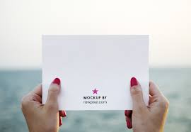 Person Holding White Mockup By Card Graphic Design Resources Flower Photos Free Mockup