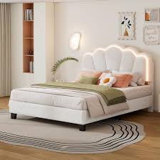 Sherpa Fabric Upholstered Platform Bed