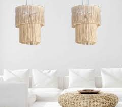 You have no junction boxes are wiring at all in your ceiling but you want ceiling mounted light or even some type of swag chandelier. Macrame Lamp Shades Ceiling Pendant Light Shade Tasseled Chandelier Bohemian Natural Wedding Decoration Hanging Indoor Outdoor Lamp Covers Shades Aliexpress