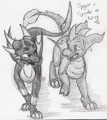 Black And White Spyro Spyro And Cynder Fanart Spyro And Cynder Dragon Drawing Dragon Art