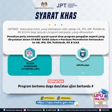 Bahagian pengurusan kemasukan pelajar (bpkp),18 is headed by its director, puan mazula binti sabudin.19 formerly known as upu (malay. Kemasukan Bpkp Jpt Fb Rasmi Upu Tahukah Anda Syarat Khas Sila Layari Laman Web Rasmi Upuonline Https Upu Mohe Gov My Facebook