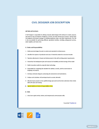 At one time, i managed to point out a structural flaw that had eluded the designers and foremen. Civil Designer Job Description Template Free Pdf Google Docs Word Template Net Job Description Template Design Jobs Cover Letter Template