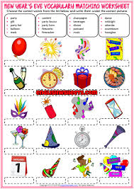 New Year S Eve Esl Matching Exercise Worksheet For Kids Worksheets For Kids Learning English For Kids Vocabulary Games For Kids