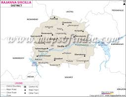Outline map of india over a map and white clip. Rajanna Sircilla District Map Telangana