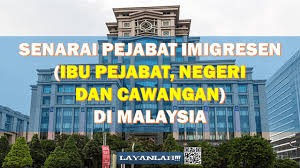 Senarai Lengkap Alamat Pejabat Imigresen Dan Cawangan Cawangan Di Malaysia Layanlah Berita Terkini Tips Berguna Maklumat