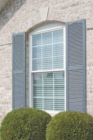 Mid America Cathedral Top Open Louver Master Vinyl Shutters W Center Mullion Pair