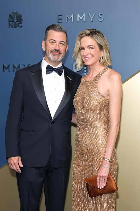Jimmy Kimmel's Wife Molly McNearney Wows in Gold Naked Dress at Emmys