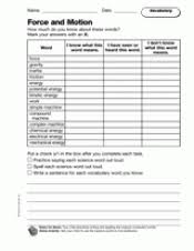Found worksheet you are looking for? Force And Motion Vocabulary Printable 4th Grade Teachervision