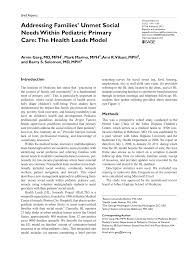 PDF) Addressing Families' Unmet Social Needs Within Pediatric Primary Care:  The Health Leads Model