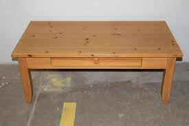 4 reclaimed knotty pine benches: Auction Ohio Knotty Pine Coffee Table