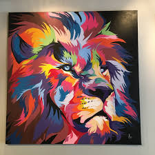 Royalty Colorful Lion Painting Colorful Animal Paintings Lion Painting