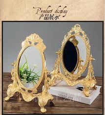 Mirror is rectangular with directional flexibility (north and south), with wood finials on sides. European Antique Mirror Espejos Pared Vanity Mirror For Vanity Table Makeup Table Decorative Mirror For Home Decoration J028 Mirror Mirror Tubemirror Function Aliexpress