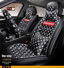 236 97 Leather Lv Print Car Seat Covers Universal Pads Car Seat Cushions Pillows 11pcs Black Cute Car Accessories Girly Car Accessories Car Seats
