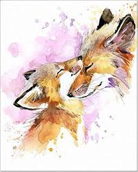 7dots Art Mom And Baby Watercolor Art Print Poster 8 X10 On Fine Art Thick Watercolor Paper For Childrens Kids R Watercolor Art Prints Fox Art Fox Painting