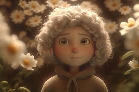 Cute girl in olive flowers