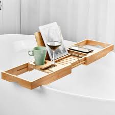 With upgraded wine slots and book holder adjustable for luxury spa or reading artleley. Adjustable Bamboo Bathtub Caddy Tray Reading Rack Cellphone Tray Welland Wellandstore
