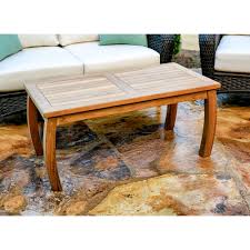 Round wood patio coffee table.from mugs of something hot on chilly evenings to springtime tea parties and summertime snacking, this teak coffee table endures the elements beautifully so you can focus on the finer points of entertaining. Tortuga Outdoor Jakarta Teak Rectangle Coffee Table Tables Patio Lawn Garden Sostulsa Com