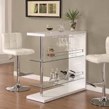 Bar & pub table sets : Coaster Bar Units And Bar Tables Rectangular Bar Unit With 2 Shelves And Wine Holder A1 Furniture Mattress Pub Tables