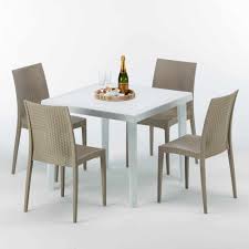 Trouvez facilement votre table ronde parmi les 815 références des plus grandes marques (mdf italia, misuraemme, vondom,.) sur archiexpo, le spécialiste de l'architecture et du design pour vos achats professionnels. Table Carree Blanche 90x90cm 4 Chaises Exterieur Bar Cafe Bistrot Love