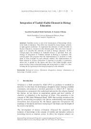 Dengan menyebut nama allah yang maha pemurah lagi maha penyayang. Pdf Integration Of Tauhid Faith Element In Biology Education