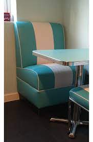 Corner diner booth 1950's style. American Diner Style Retro Kitchen Small Mini Booth Seating Booth Seating Dining Table In Kitchen Classic Furniture
