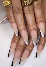 24/1 french manicure short / medium / long full cover false fake nails tips glue. Stylish Nail Art Design Ideas To Wear In 2021 Black Nude And White French Tips