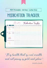 Medication Tracker Template Printable Medication Log Etsy Medication Tracker Medication Chart Medication Chart Printable