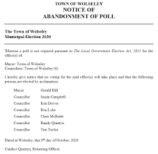 2020 Election Town Of Wolseley