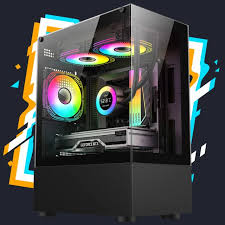 Gabinete de computador com iluminação RGB colorida