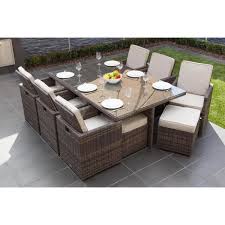 Direct Wicker Malta Variegated Brown 11 Piece Wicker Outdoor Dining Set With Beige Cushions Pad 3234 In 2020 Wicker Dining Tables Outdoor Dining Set Wicker Dining Set