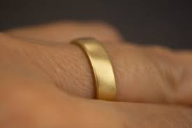 18kt custom made, textured, super heavy comfort fit band, 3.75 mm deep. 5mm Mens Wedding Band Brushed Gold Ring