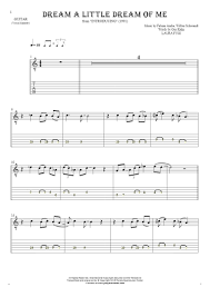 Dream A Little Dream Of Me Notes And Tablature For Guitar Melody Line