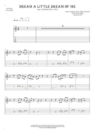 dream a little dream of me notes and tablature for guitar melody line