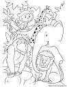 Cute animals in jungle coloring page | Animal coloring pages ...
