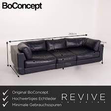 Ikea kivik dreisitzer + hocker. Boconcept Largo Leather Sofa Set Blue Three Seater Stool 15219 Ebay