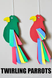 Bird Arts And Crafts For Kids Colorful Twirling Parrots A Beautiful Animal Art Project For Kids This Spring Or During A Jungle Theme Jung Parrot Craft Animal Crafts For Kids Bird Crafts
