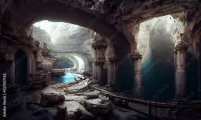 hidden lake inside cave with remains of ...