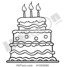Transparent Birthday Cake Clipart Black And White 1093688 Clipart Outlined Layered Birthday Cake With Three Candles Royalty Free Vector Illustration Jpg 4 Cake Drawing Birthday Cake Clip Art Art Birthday Cake
