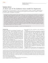 Pdf A Direct Test Of The Diathesis Stress Model For Depression