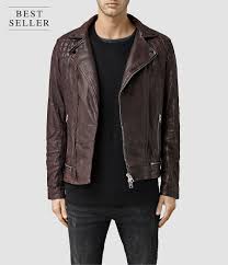 Allsaints Uk Mens Conroy Leather Biker Jacket Oxblood Leather Jacket Men Biker Jacket Men Biker Jacket