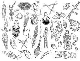 Witchy Tattoo Flash Doodles From Procreate Do Not Use Or Repost Without Permission Procreate Tattooflash Wi Tattoo Flash Art Flash Tattoo Drawing Letters