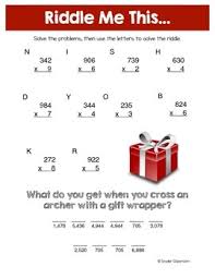 What number should replace the question mark? Christmas Multiplication Math Riddles By Snyder Classroom Tpt