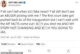 In partnership with cash app, megan thee stallion is giving away. Megan Thee Stallion Calls Tory Lanez An Abuser And Says His Gun Charges Have Not Been Dropped Daily Mail Online