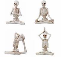 STKMELON Skelet Yoga Beeldjes voor Woondecoratie, 4 stuks Halloween  Spirituele Meditatie Sculpturen Hars Retro Home Decor, Decor voor Planken :  ...