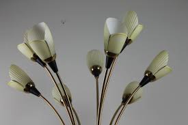 Black metal and white glass tulip 4 light floor lamp. 9 Armed Brass Floor Lamp With Glass Tulip Shades Massive Belgium 1960s Retro Station