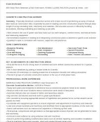 sample construction worker resume