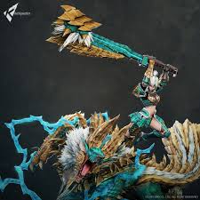 Zinogre Diorama Statue Female Hunter By Wandah Kurniawan Cghow Monster Hunter Monster Hunter Series Female Hunter