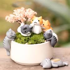 Meilleur Vente 6 Pcs Ensemble Mignon De Bande Dessinee Paresseux Chats Pour Micro Paysage Chaton Microlandschaft Pot Craft Creations En Argile Creation Maison