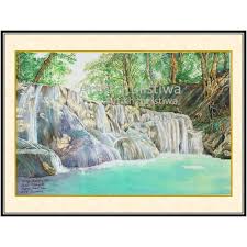 Contoh seni lukisan lanskap gambar pemandangan. Title Oenesu Waterfall Kupang West Timor Ntt Indonesia Art Khatulistiwa
